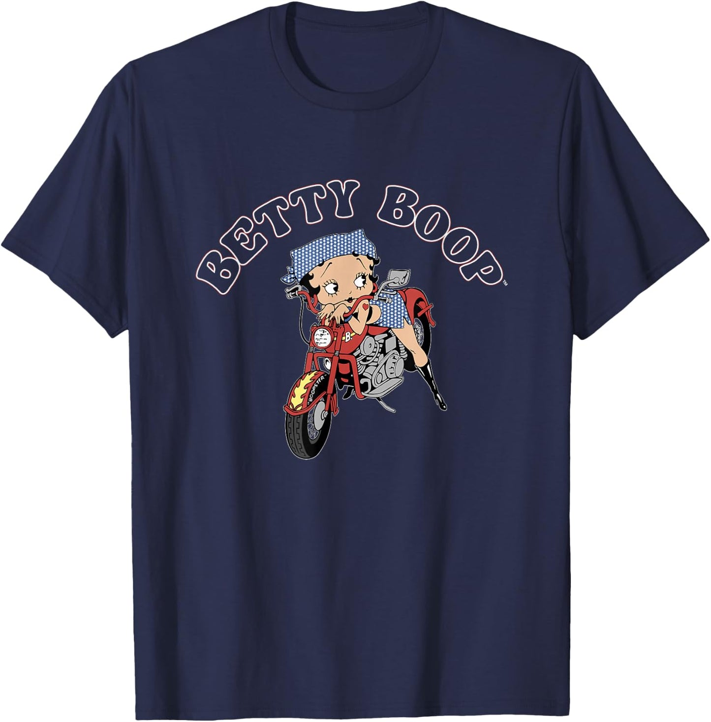 Betty Boop 4th Of July Red White & Biker Betty T-Shirt - T-Shirt | Navy