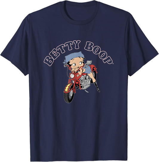 Betty Boop 4th Of July Red White & Biker Betty T-Shirt - T-Shirt | Navy