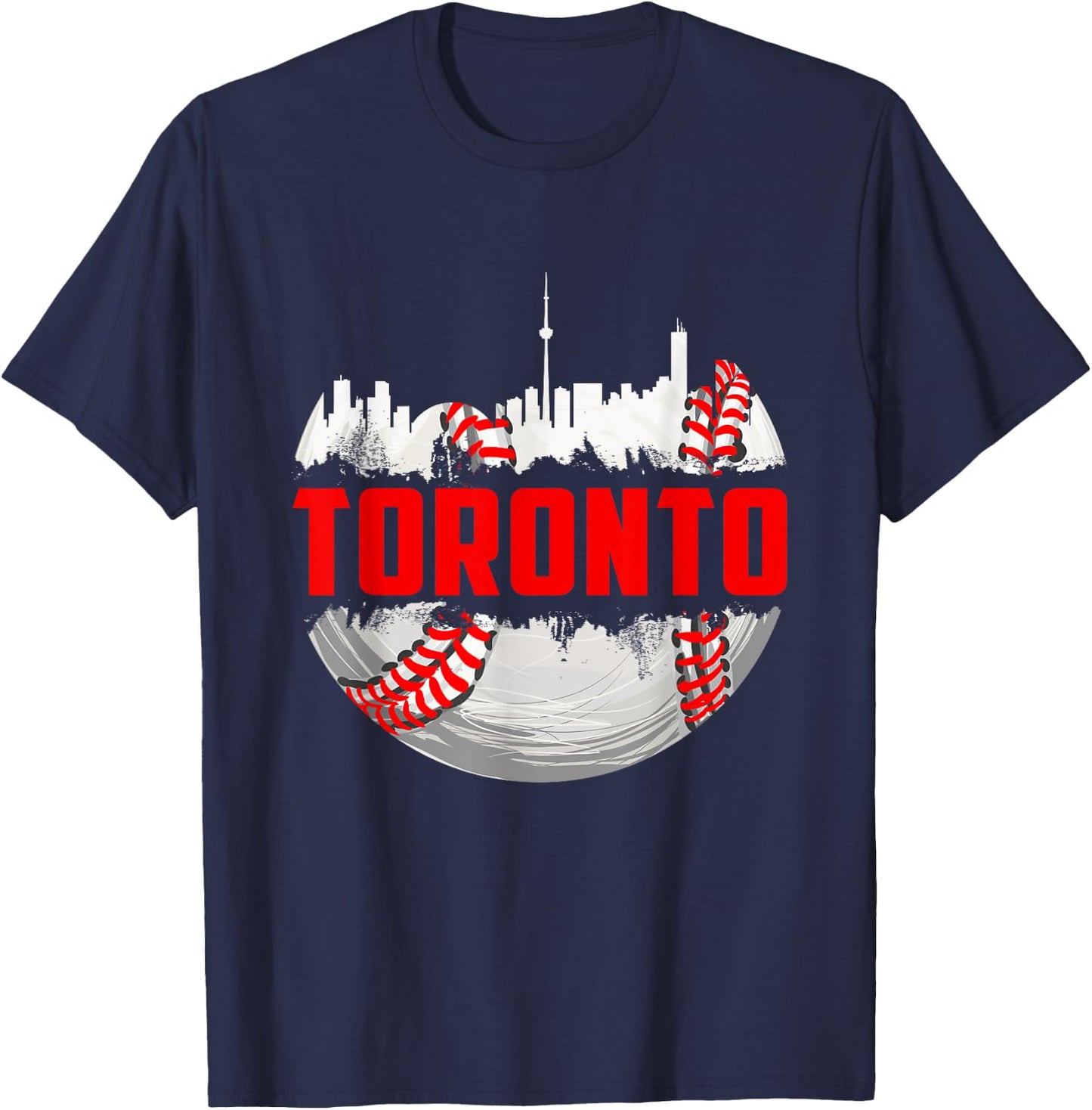 Toronto Cityscape Vintage Baseball Women Kids T-Shirt - T-Shirt | Navy