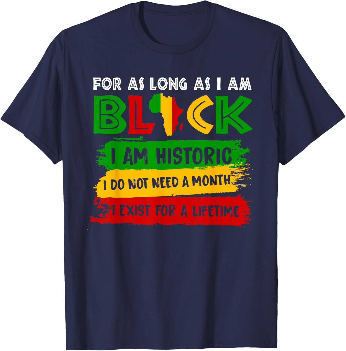 For As Long As I Am Black I'm Historic Black History African T-Shirt - T-Shirt | Navy