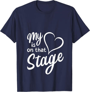 Women's My Heart Is On That Stage | Dance Mom Music Dad School Play V-Neck T-Shirt - T-Shirt | Navy