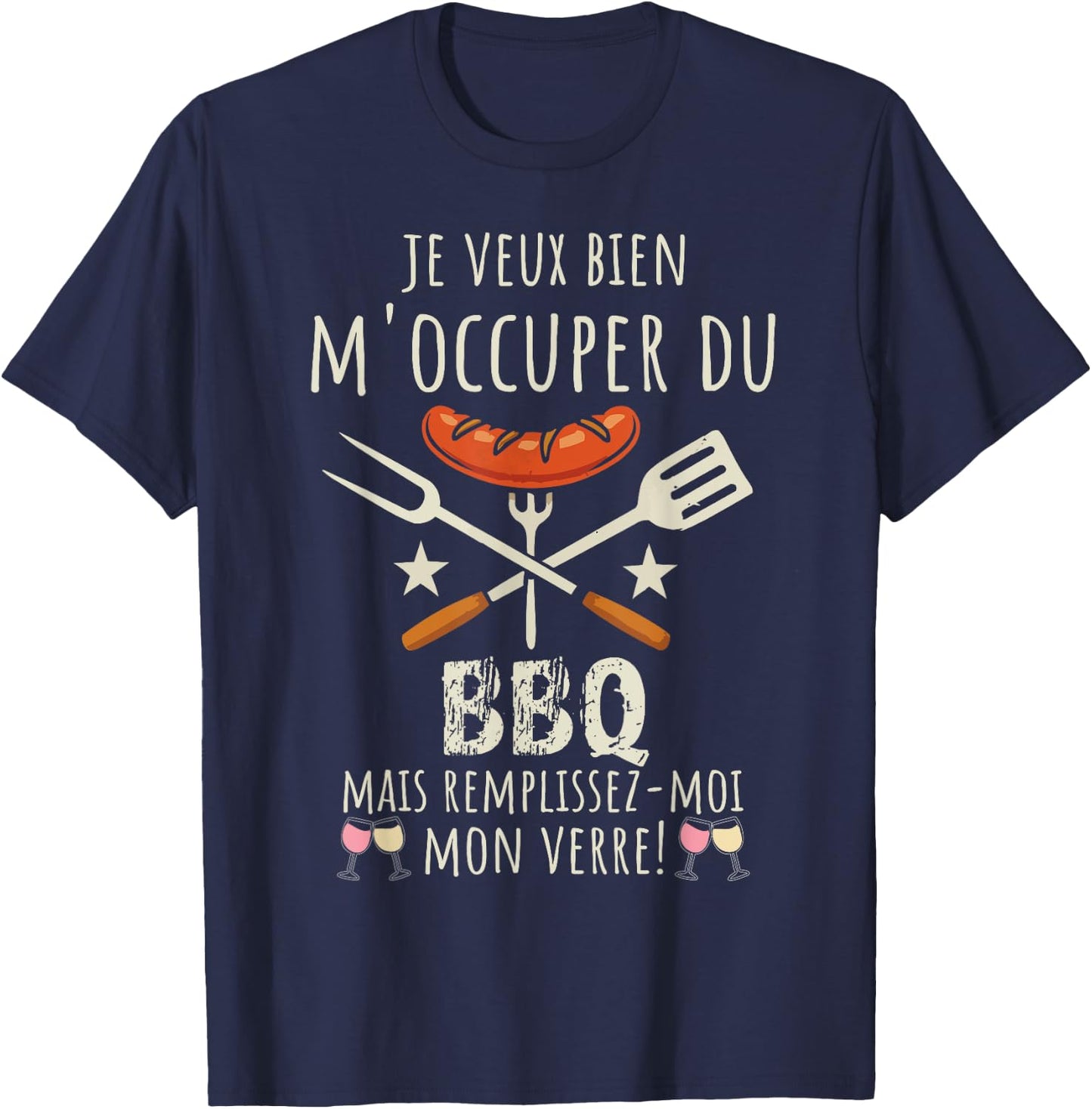 Humour BBQ Drôle Je M’occupe du Barbecue BBQ Humour T-Shirt - T-Shirt | Navy