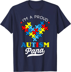 I'm A Proud Autism Papa Autism Awareness Autistic Daughter T-Shirt - T-Shirt | Navy