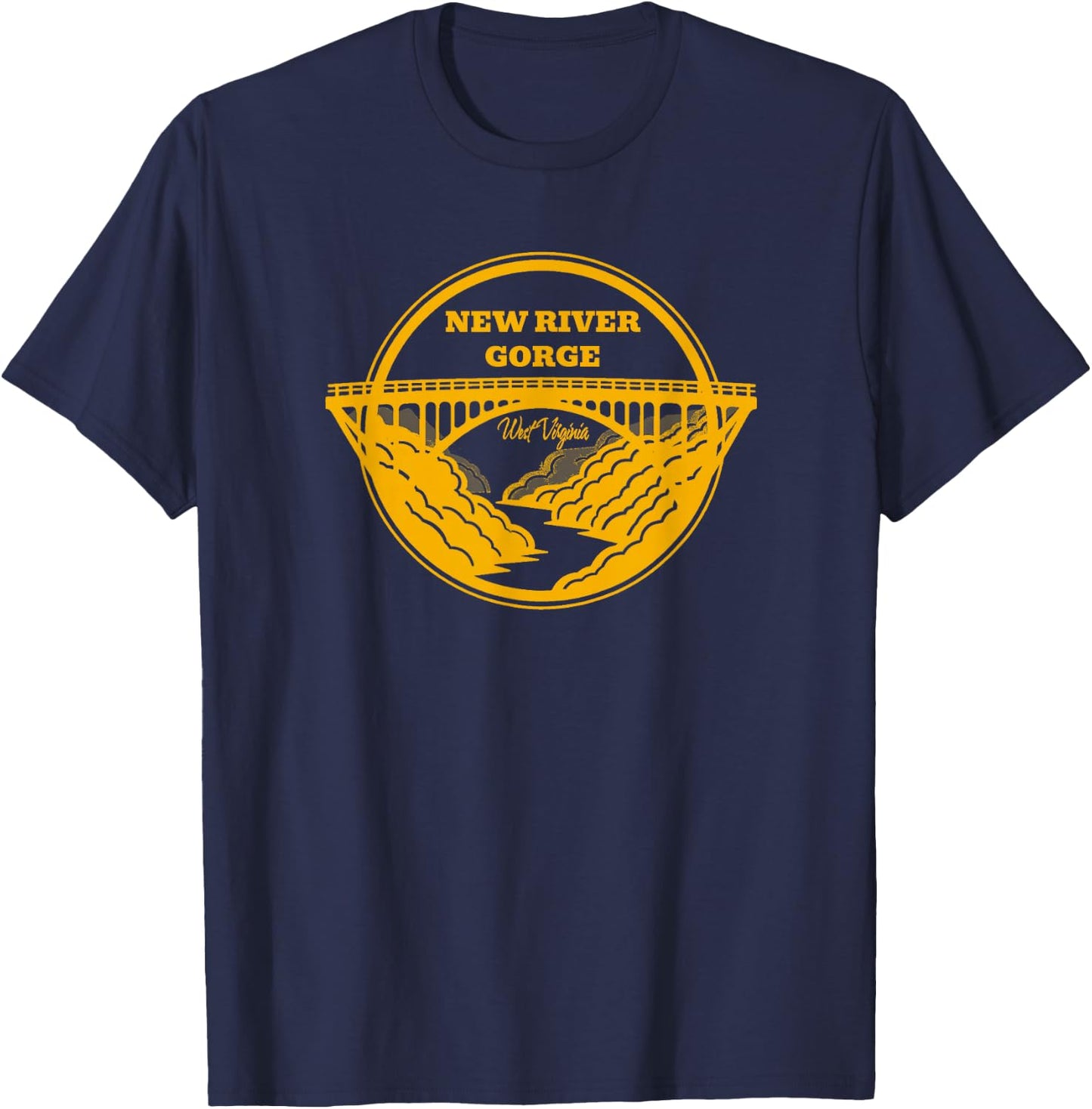 New River Gorge Fayetteville West Virginia Famous Sites Tour T-Shirt - T-Shirt | Navy
