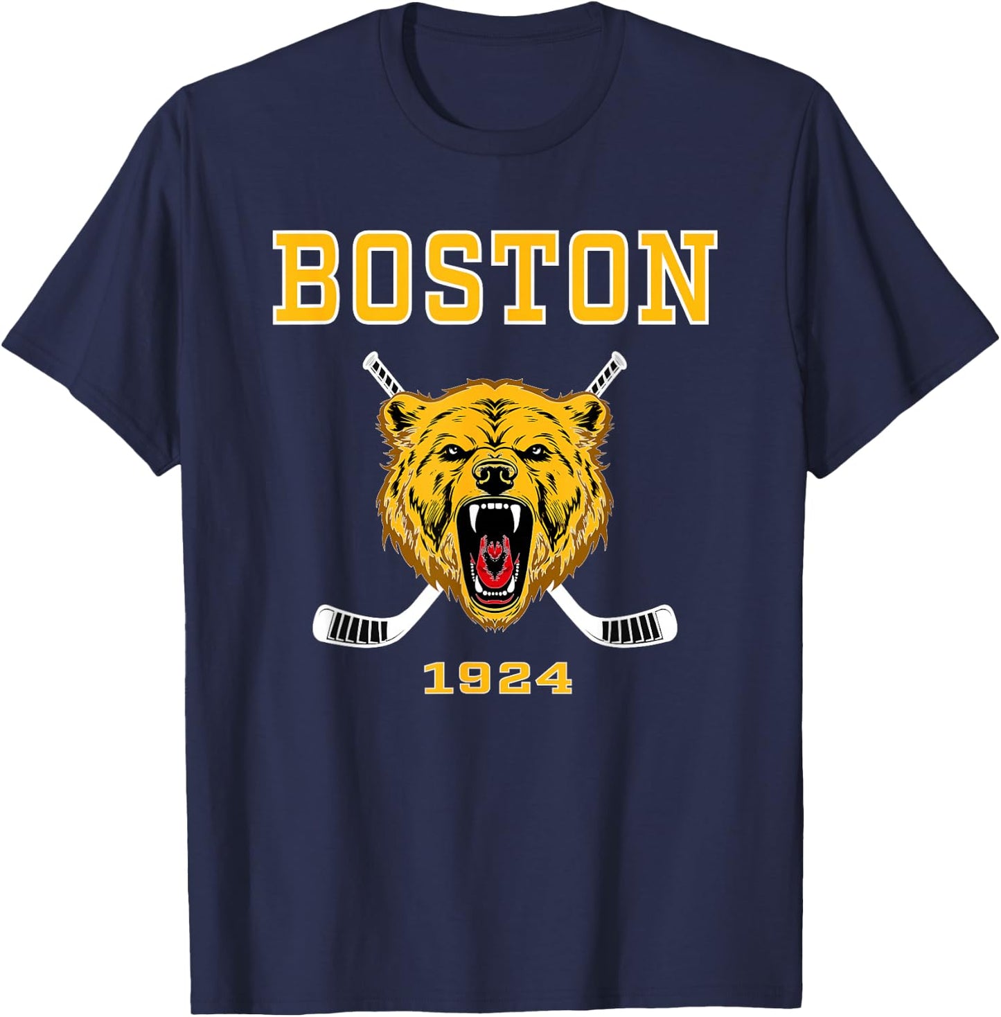 Boston Ice Hockey - Fear the Bear - Classic T-Shirt - T-Shirt | Navy