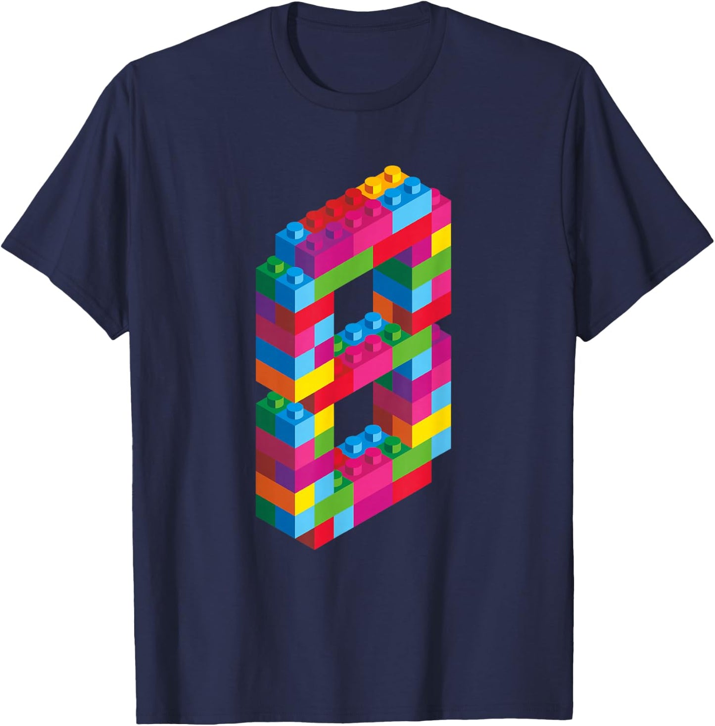 Children's 8 Years Old Building Blocks Birthday Bricks 8 , black T-Shirt - T-Shirt | Navy