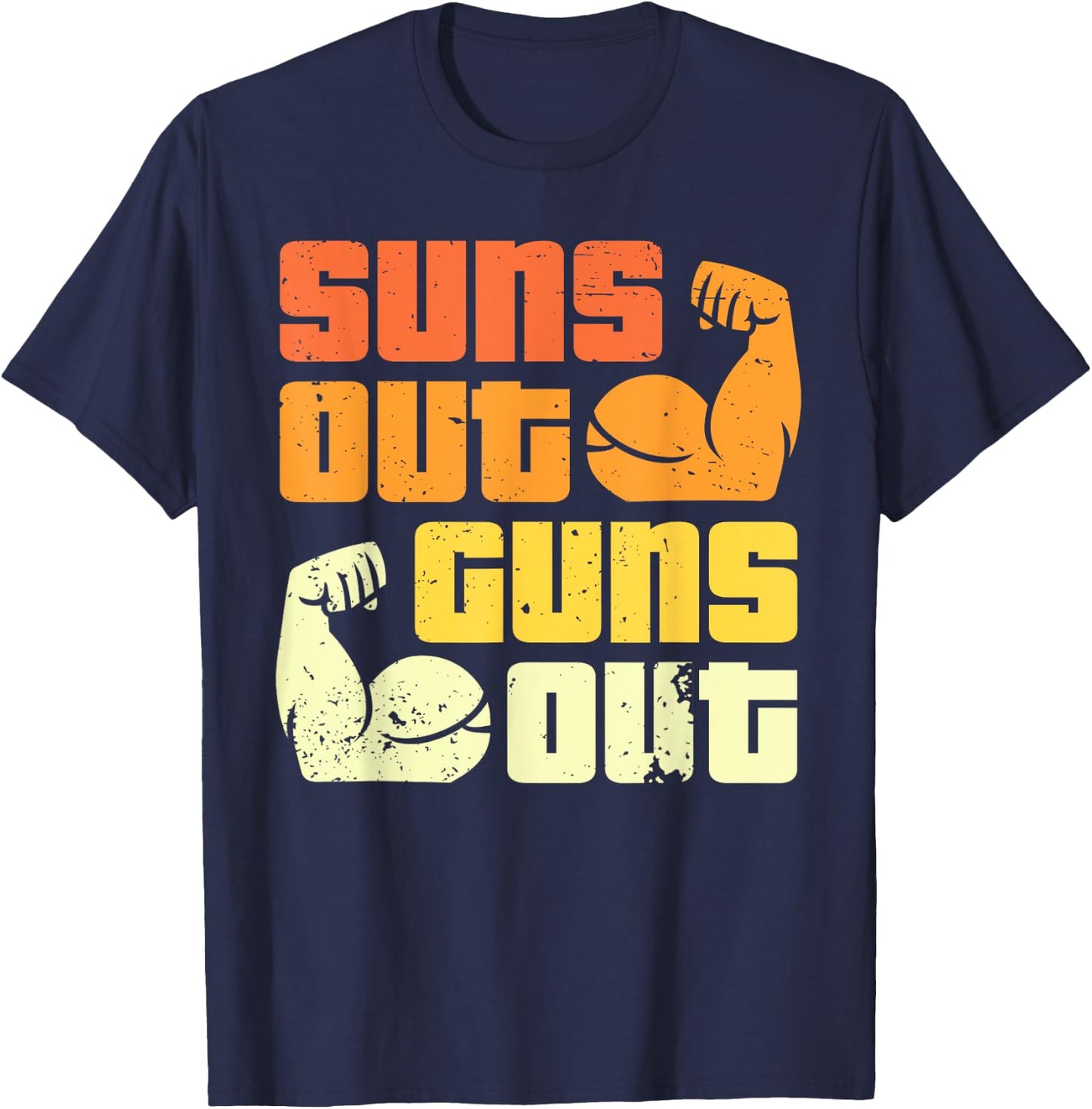 Cali Style Bodybuilding Sun's Out Guns Out Biceps T-Shirt - T-Shirt | Navy
