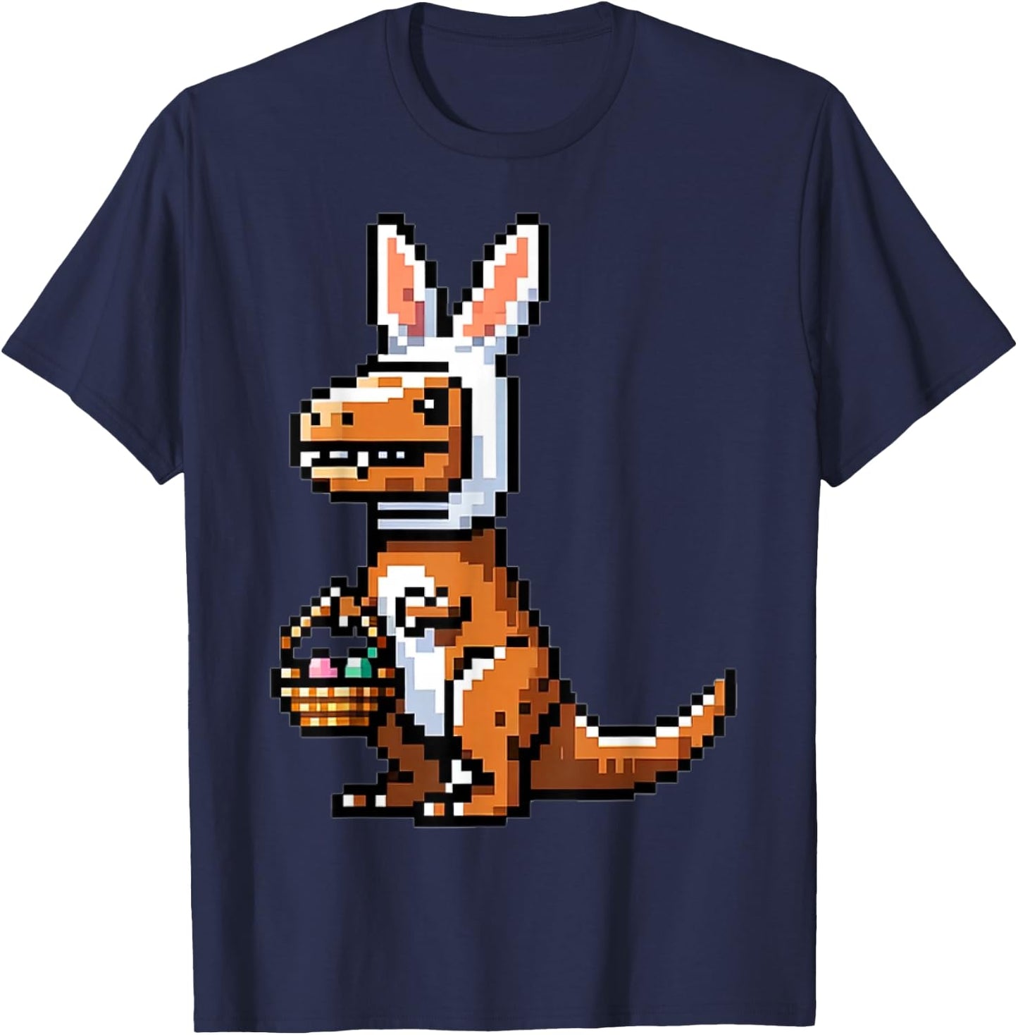 Verpixelter Dino Osterhase T-Rex Frohe Ostern Videospieler T-Shirt - T-Shirt | Navy