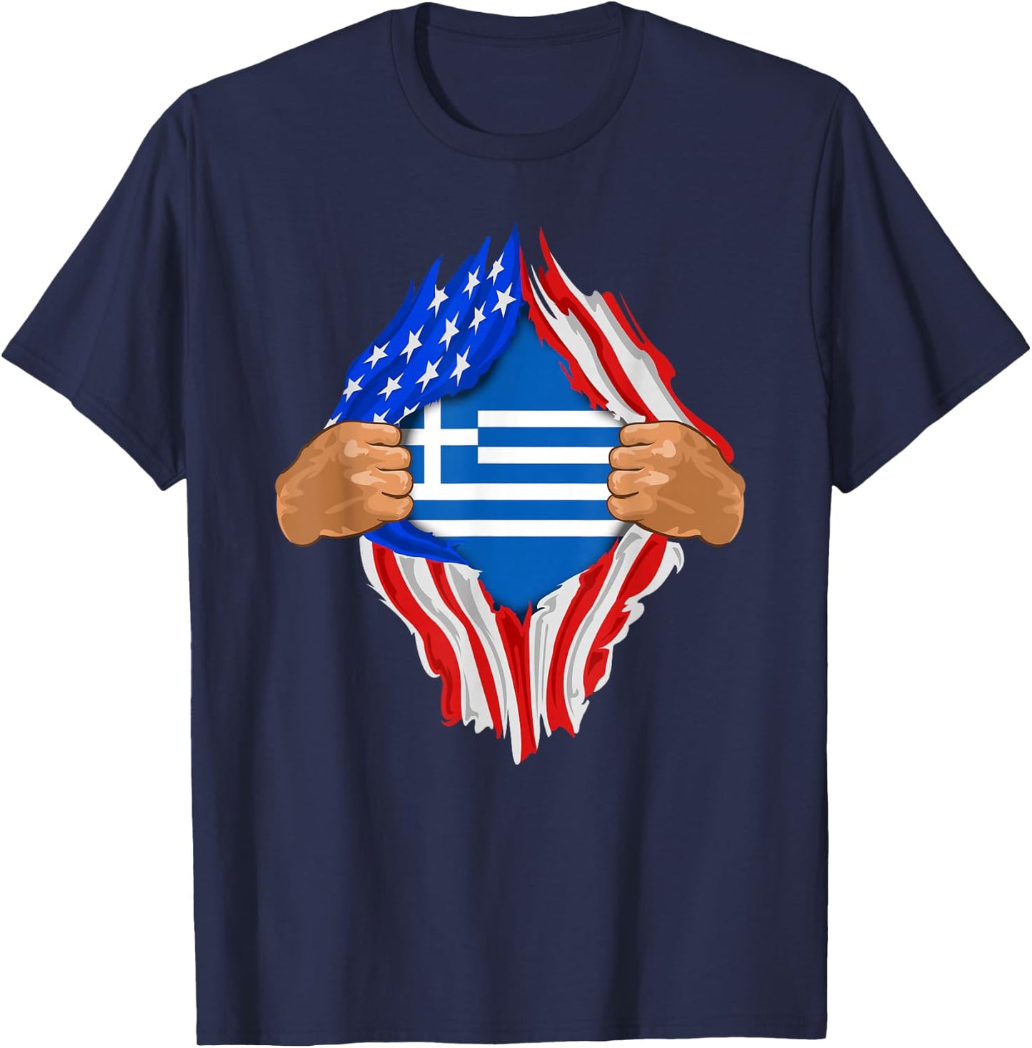 Greek Blood Inside Me | Greece Flag Gift T-Shirt - T-Shirt | Navy