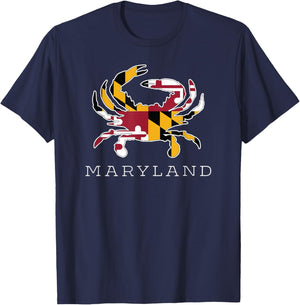 Maryland State Flag Classy Blue Crab T-Shirt - T-Shirt | Navy