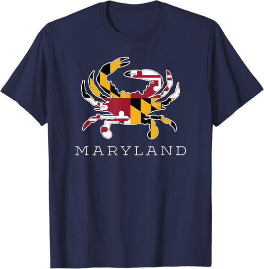 Maryland State Flag Classy Blue Crab T-Shirt - T-Shirt | Navy