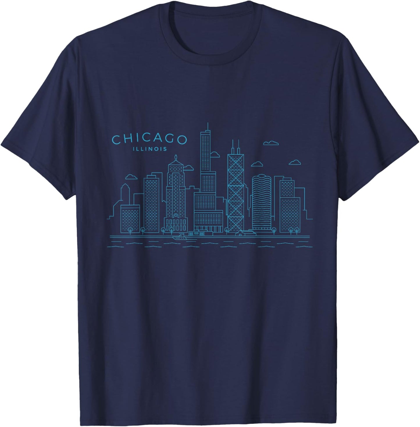 Chicago Skyline Vintage Chicago Illinois T-Shirt - T-Shirt | Navy