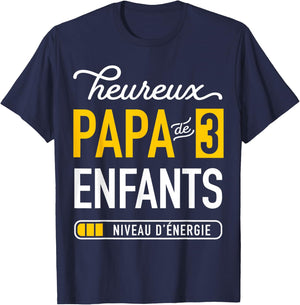 Funny Happy Dad Of 3 Kids For Tired Dad T-Shirt - T-Shirt | Navy