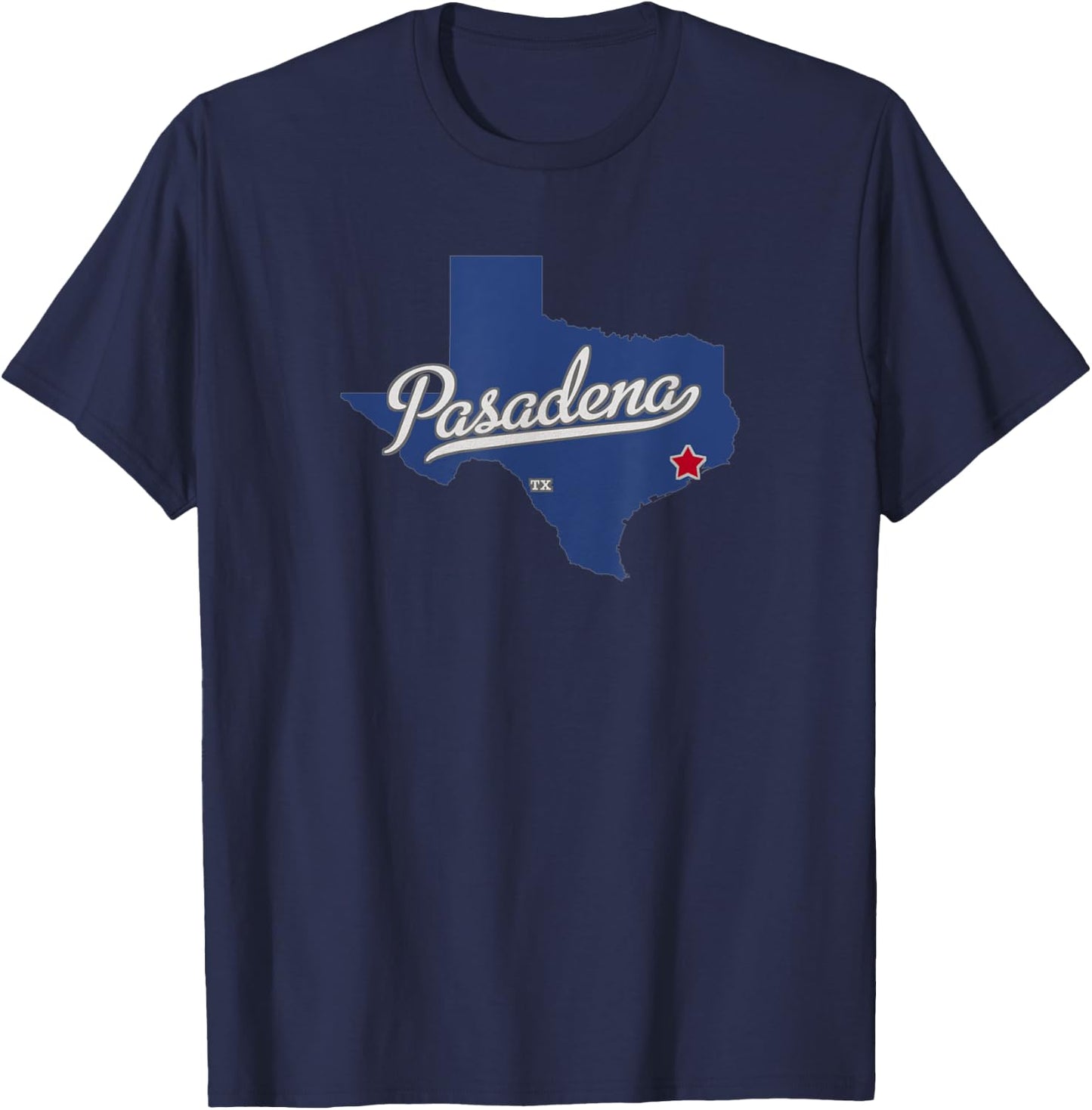 Pasadena Texas TX Map T-Shirt - T-Shirt | Navy