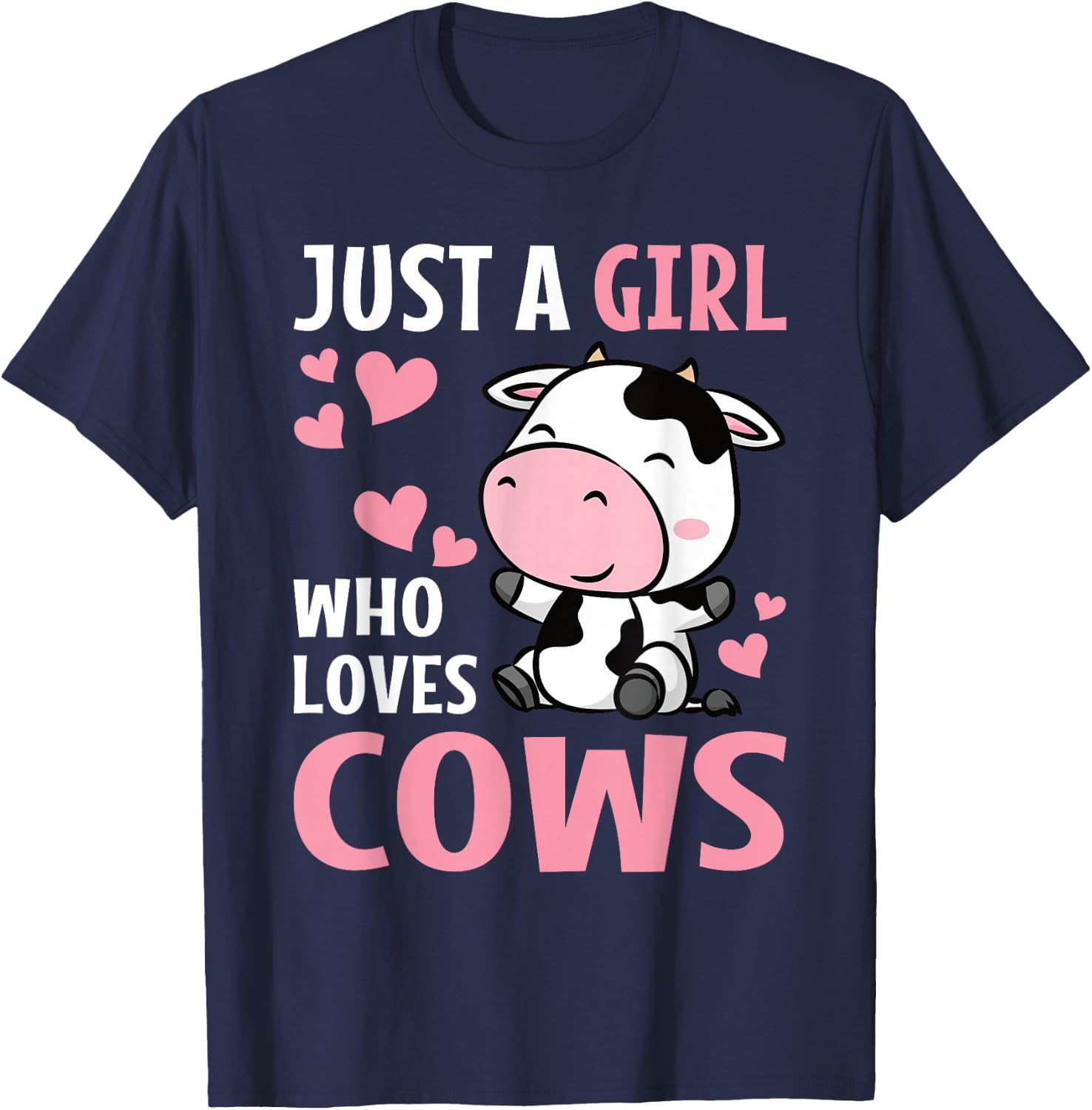 Just A Girl Who Loves Cows Cute Cowgirl Cow Lover Kids T-Shirt - T-Shirt | Navy