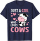 Just A Girl Who Loves Cows Cute Cowgirl Cow Lover Kids T-Shirt - T-Shirt | Navy