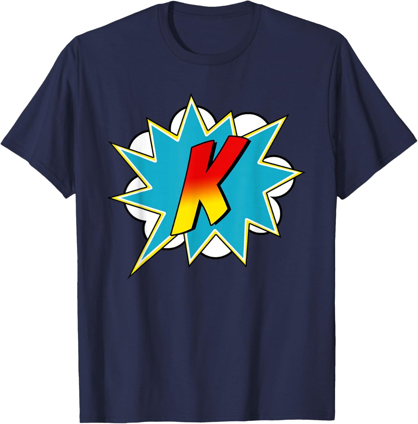 Letter K Superhero Name Comic Letter Retro Costume T-Shirt - T-Shirt | Navy