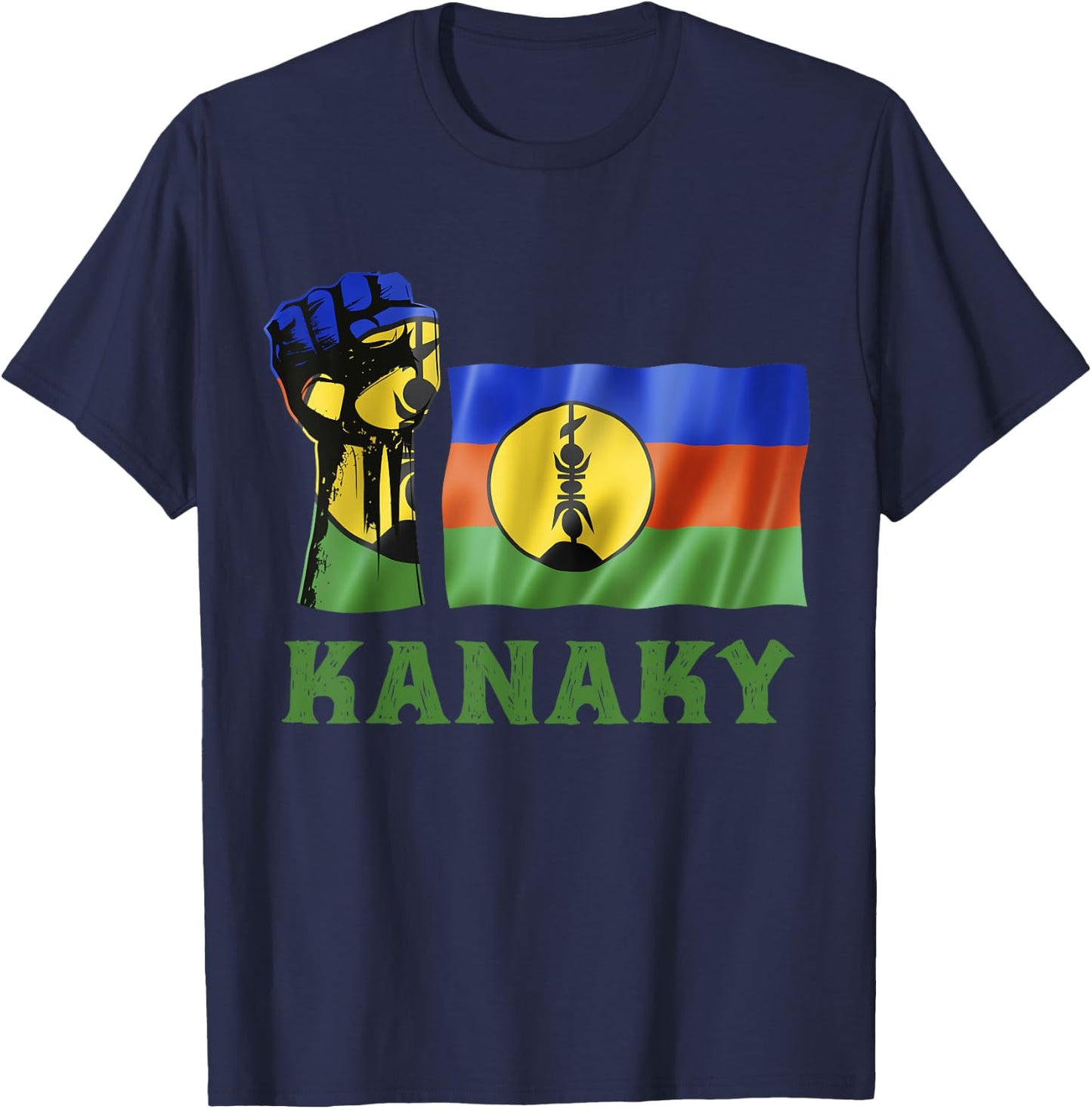 Kanaky Flag New Caledonia People Honor And Respect , Black, S T-Shirt - T-Shirt | Navy