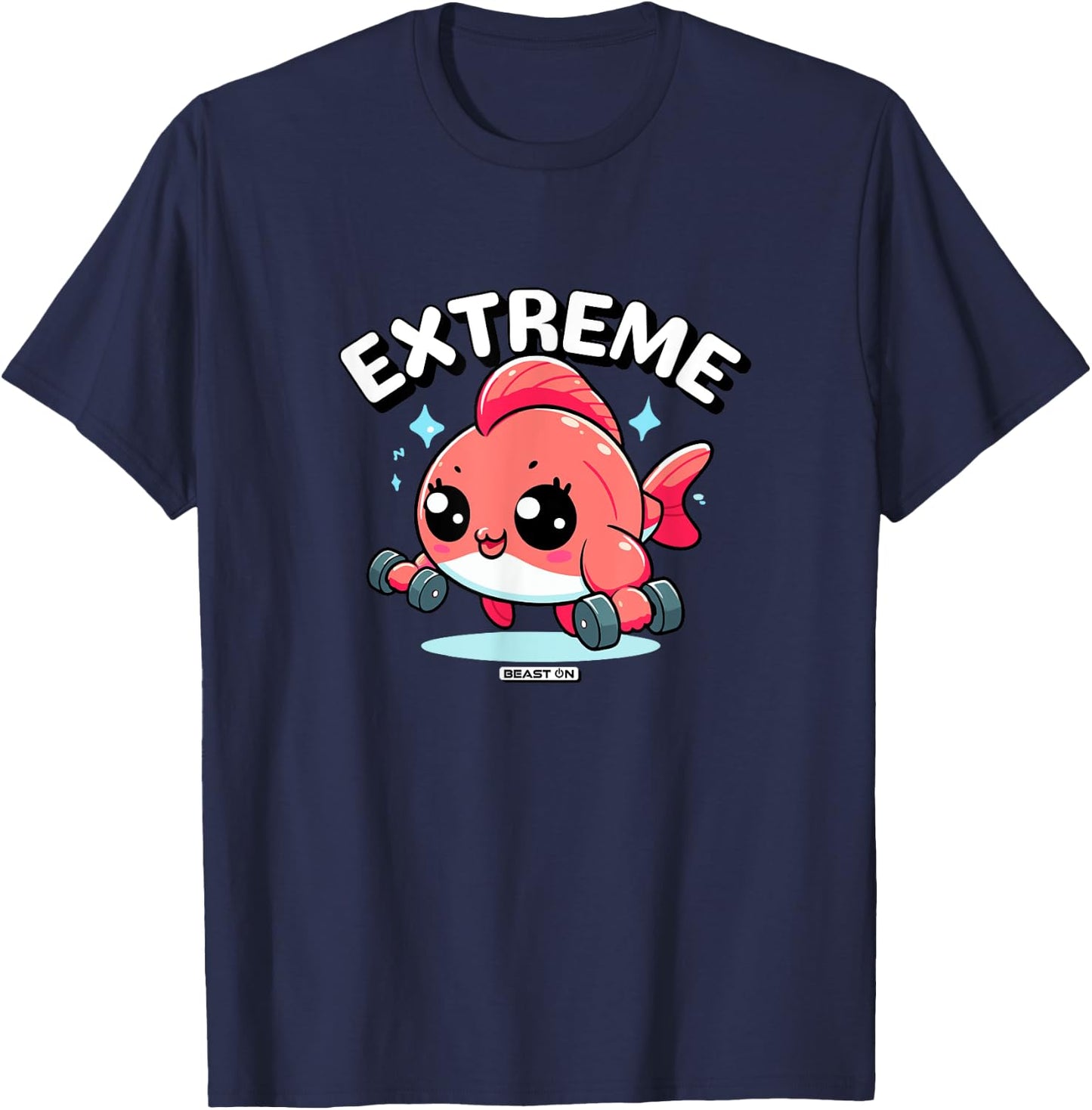 Extreme Fish Funny Workout Fitness Cute Women , Black, S T-Shirt - T-Shirt | Navy