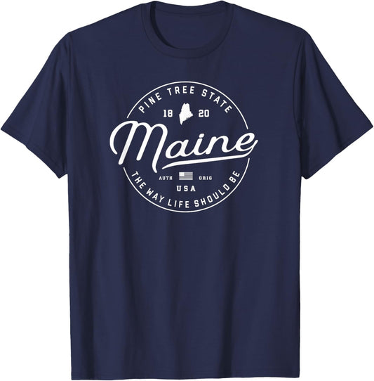 Maine , US State Travel Vacation Shirts ME USA T-Shirt - T-Shirt | Navy