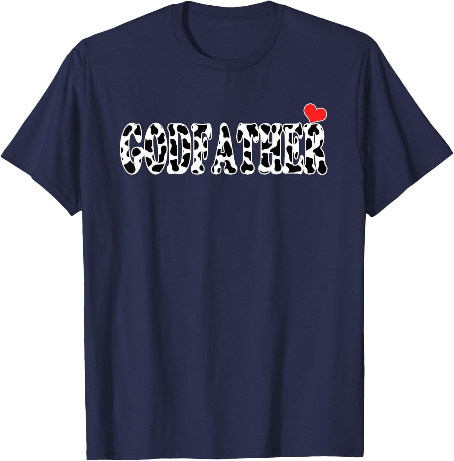 Black White Godfather Cow Print Cowboy Animal Pattern T-Shirt - T-Shirt | Navy