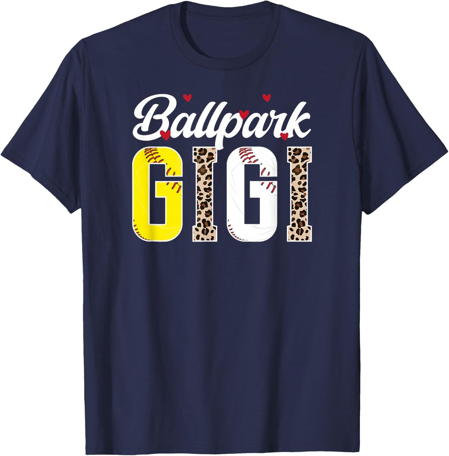 Ballpark Gigi Leopard Baseball Softball Gigi Grandma T-Shirt - T-Shirt | Navy