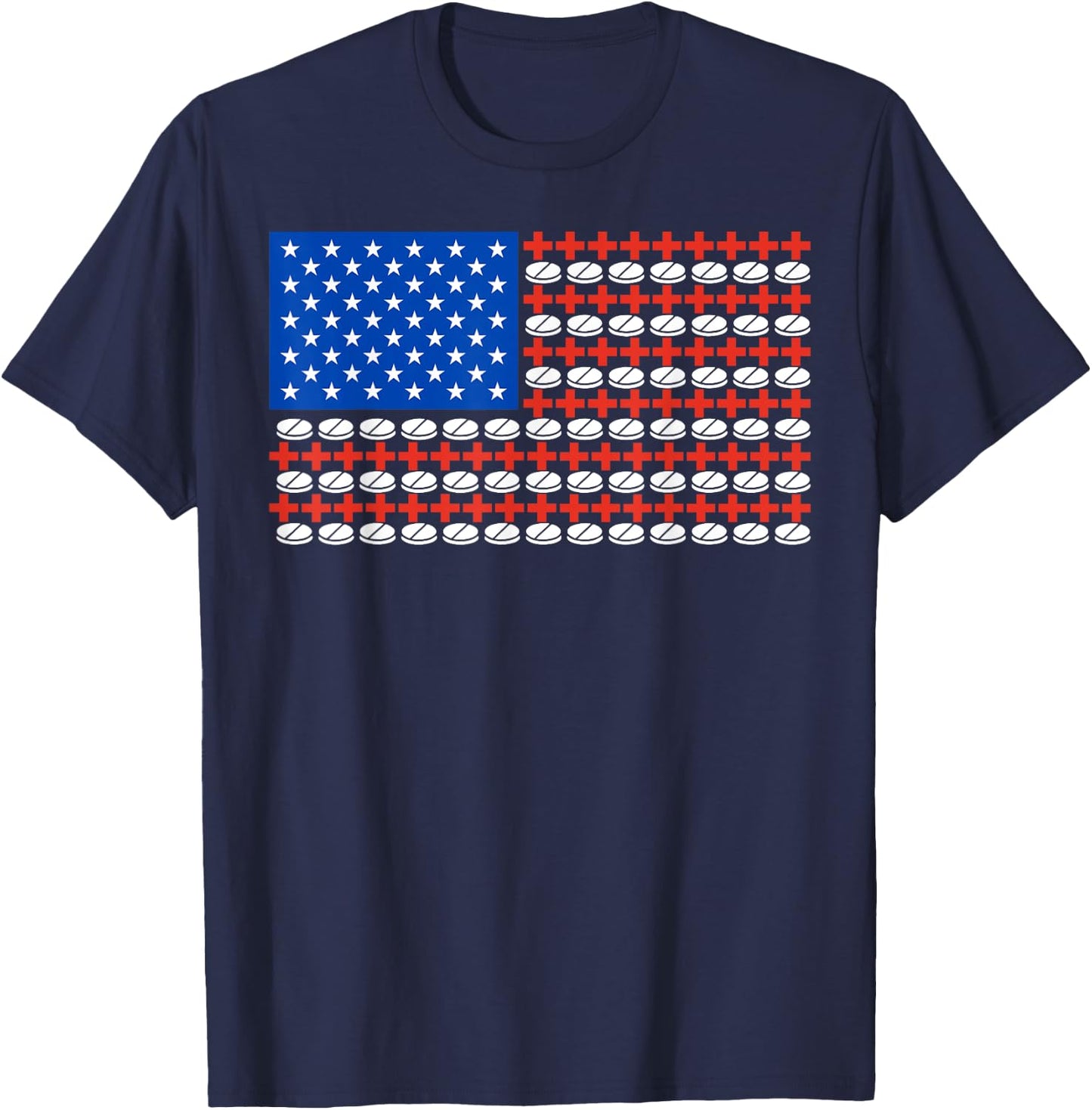 Medical Nursing Doctor US Flag 4th Of July Pharmacy Tech T-Shirt - T-Shirt | Navy