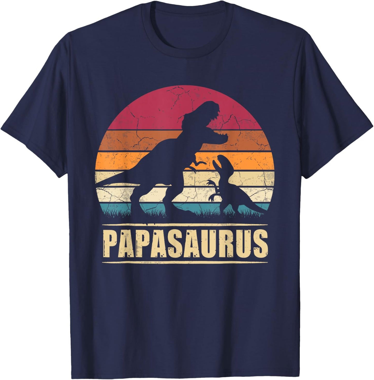 Vatertag Papasaurus Vintage T-Rex Dinosaur Papa Father's Day T-Shirt - T-Shirt | Navy