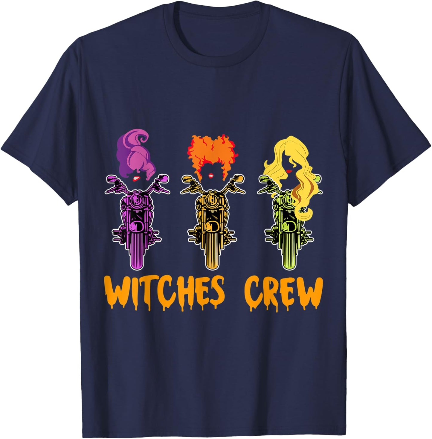 Witches Crew With Chopper Motorcycle for Halloween T-Shirt - T-Shirt | Navy