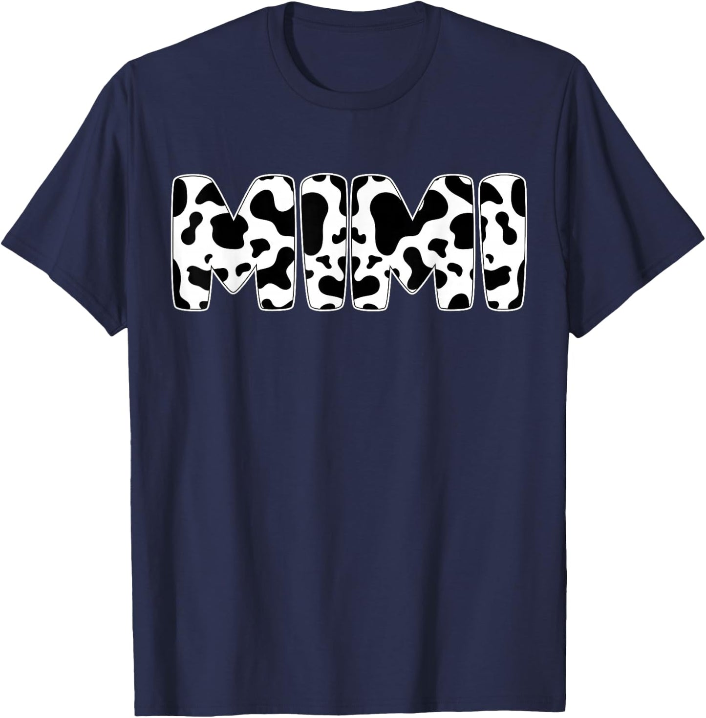 Mimi Cow Print Cow Pattern Mother's Day T-Shirt - T-Shirt | Navy