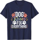 Dog Kisses Fix Everything Dog Lover T-Shirt - T-Shirt | Navy