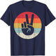 Retro Peace Sign V Fingers Vintage 60s 70s 80s Cool Graphic T-Shirt - T-Shirt | Navy