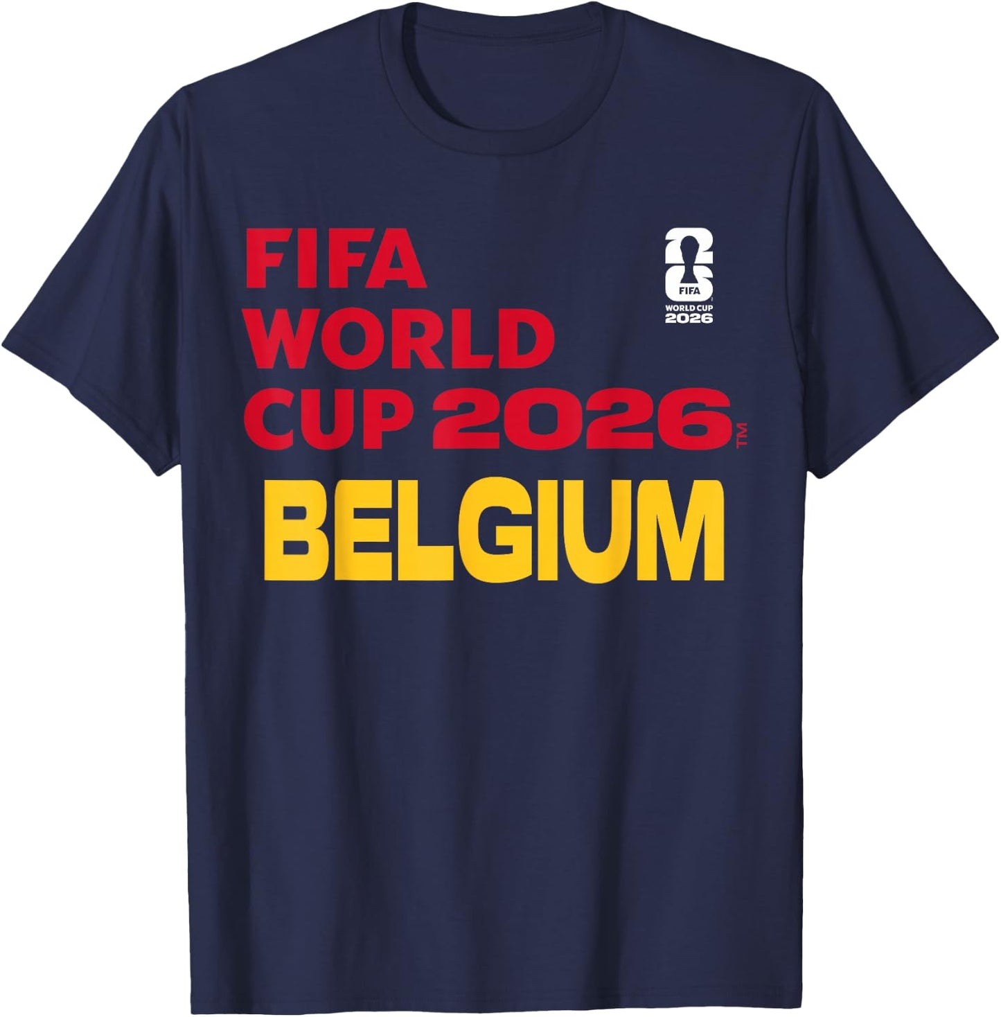 FIFA World CUP26 Belgium Block Letters T-Shirt - T-Shirt | Navy