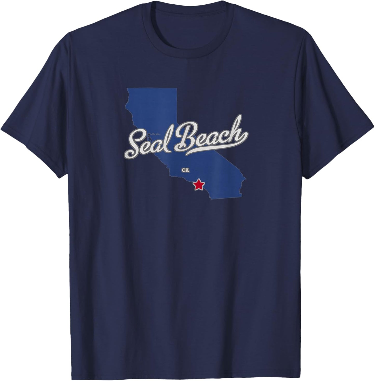 Seal Beach California CA Map T-Shirt - T-Shirt | Navy