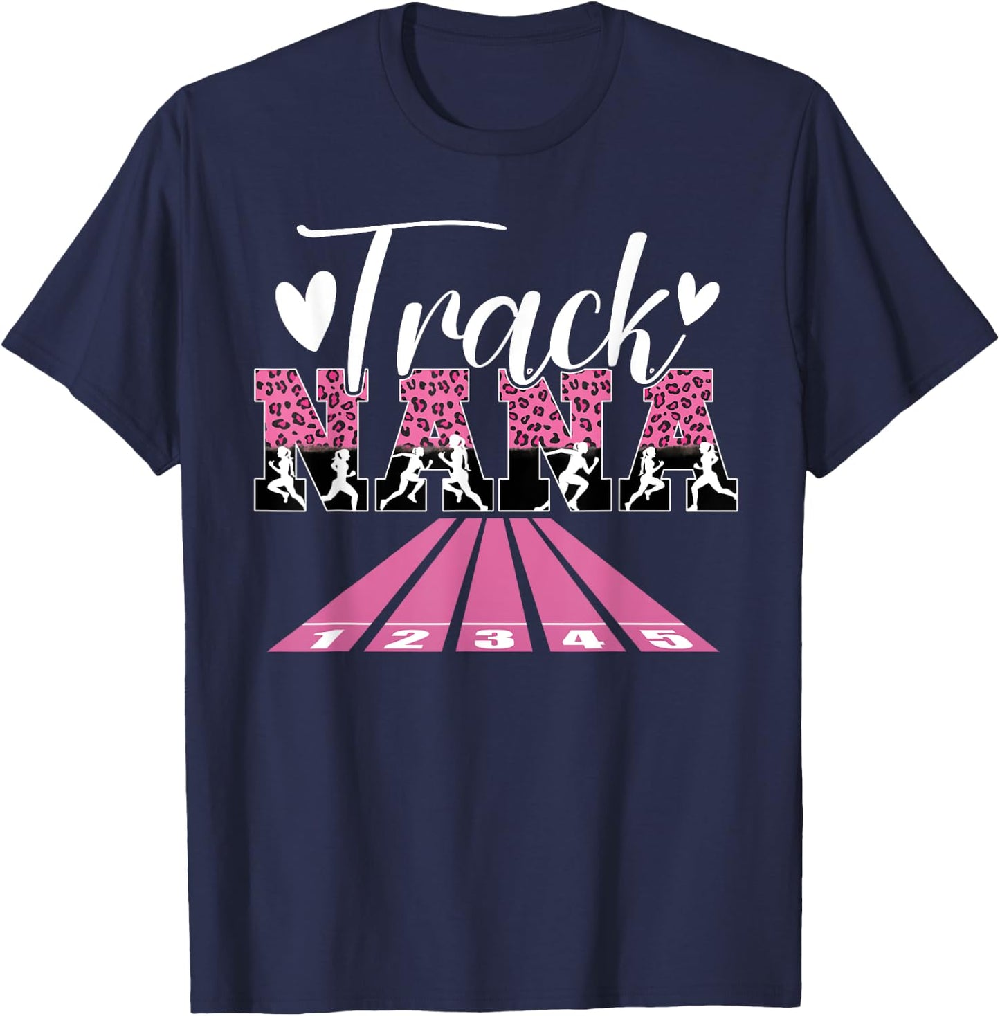 Track Nana Leopard Nana Of A Track And Field Athlete Nana T-Shirt - T-Shirt | Navy