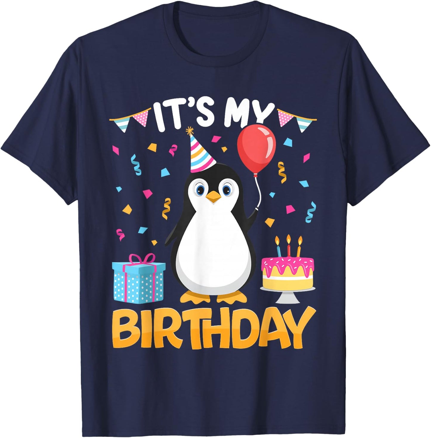 Its My Birthday Penguin BDay Party Anniversary Girl Boy Kids T-Shirt - T-Shirt | Navy