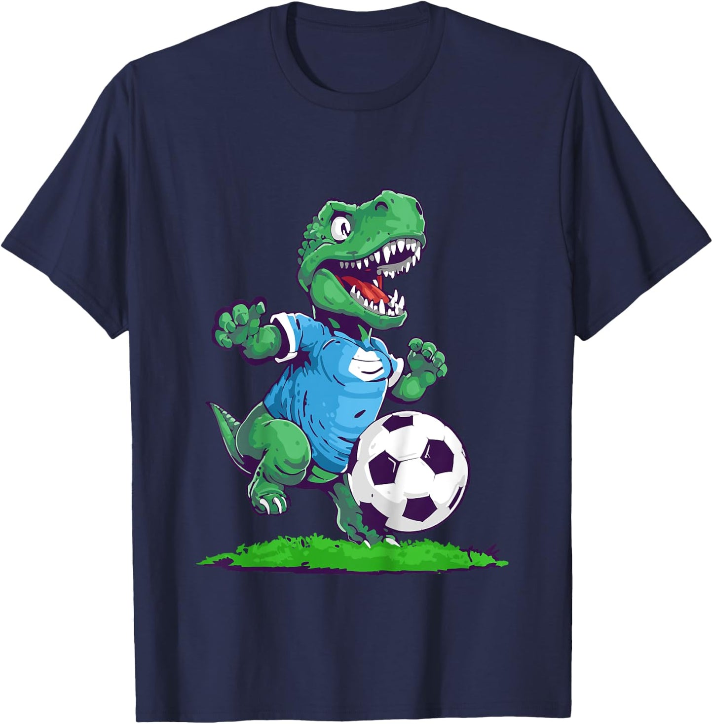 Dinosaurier-Fußball, lustiger Dino T-Shirt - T-Shirt | Navy