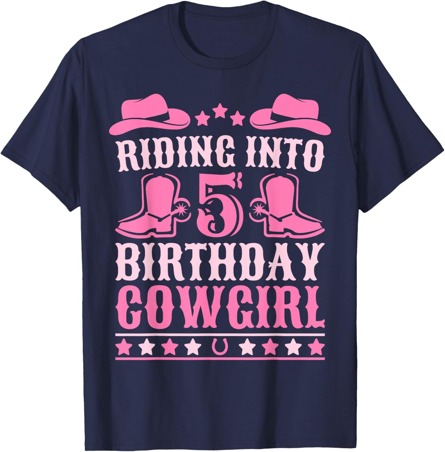5yr Old Birthday Cowgirl Outfit 5 Year Old Girl 5th Birthday T-Shirt - T-Shirt | Navy