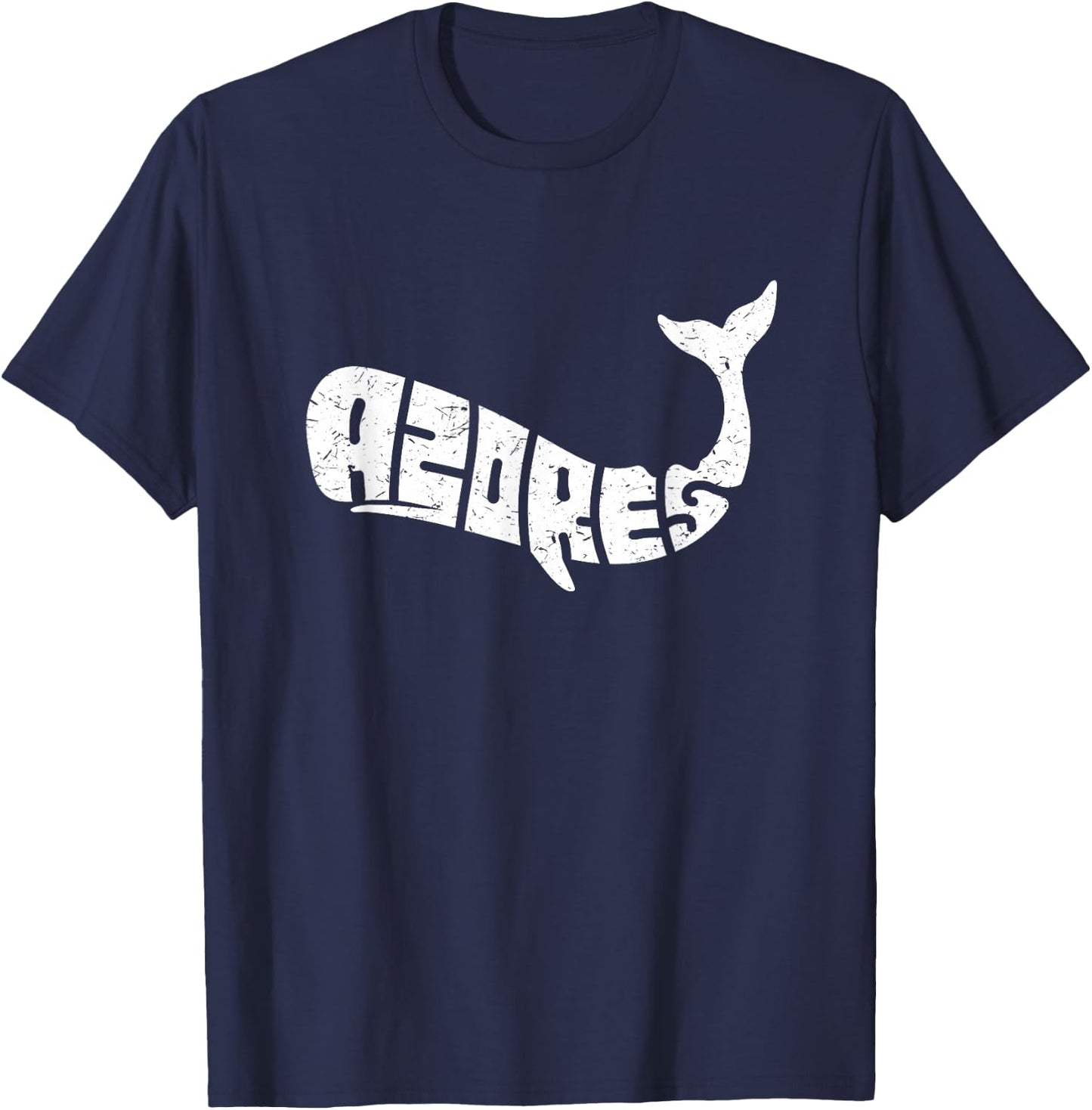 Azores Whale Word Art - Funny Animal T-Shirt - T-Shirt | Navy
