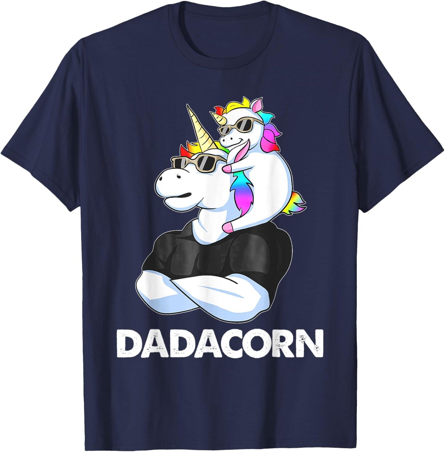 Dadacorn - Unicorn Dad and Baby Christmas PaPa Father's Day T-Shirt - T-Shirt | Navy