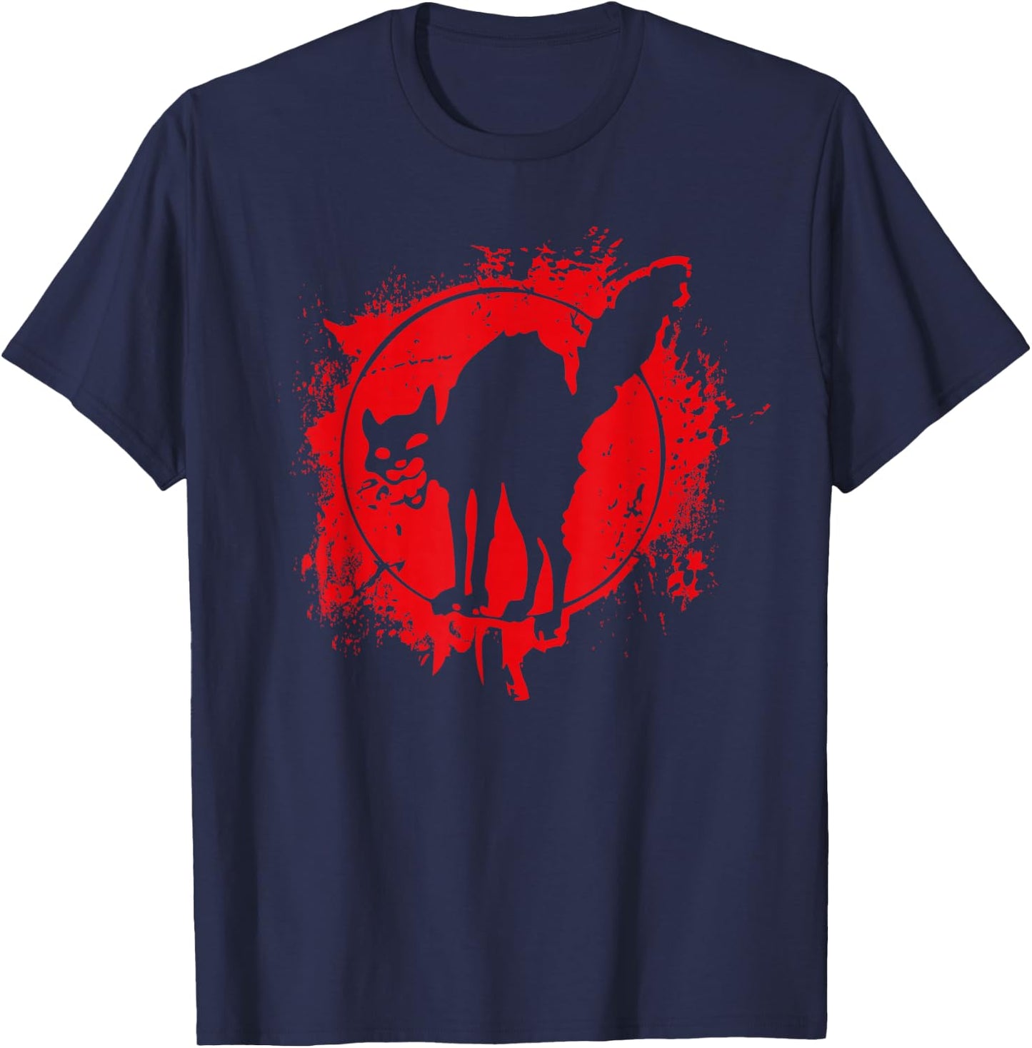 Black Cat Revolution mit Anarchie-Symbol T-Shirt - T-Shirt | Navy