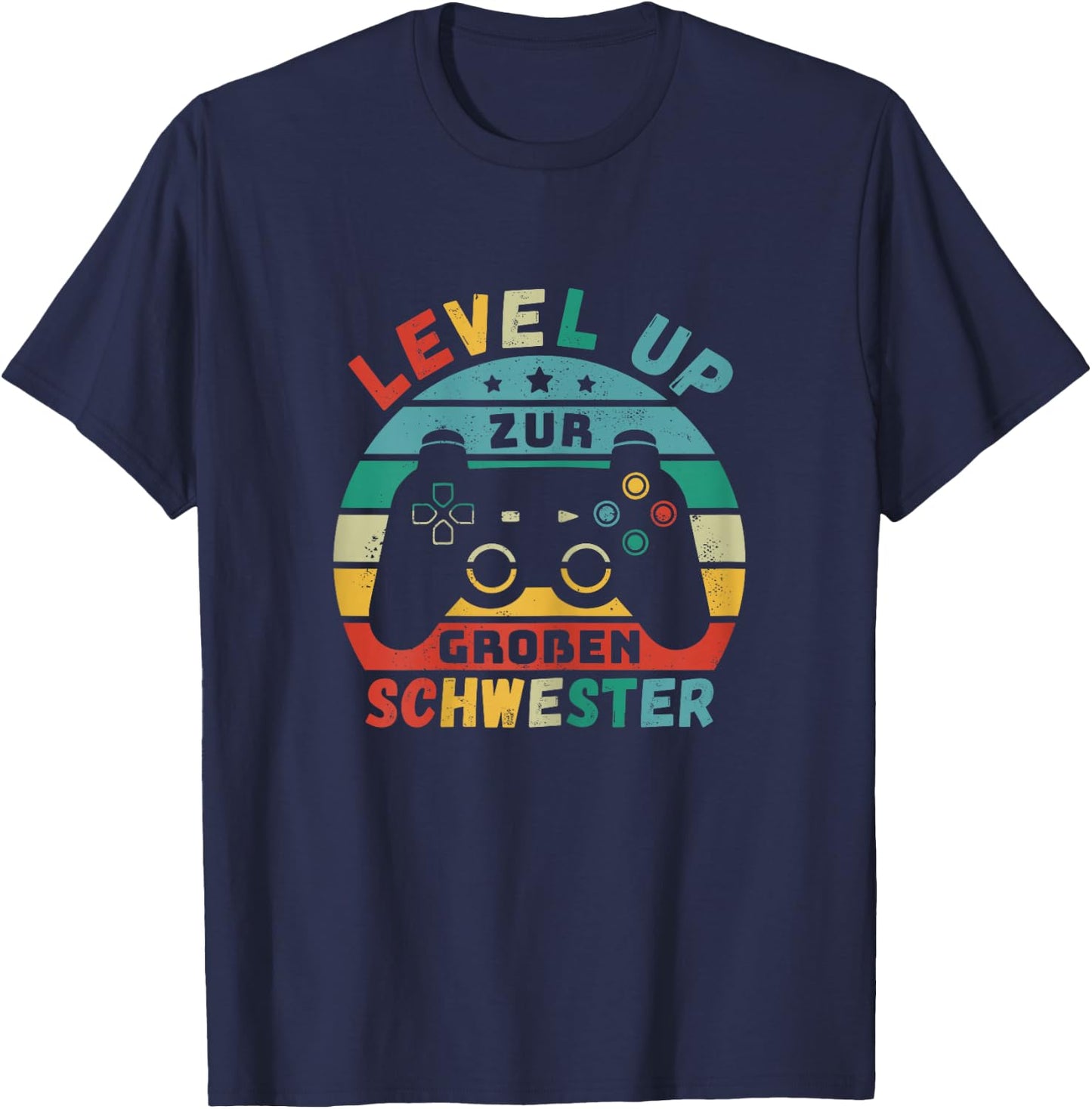 Level Up for Big Sister Birth Pregnant Girls Gamer , black, s T-Shirt - T-Shirt | Navy