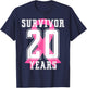20 Years Free Survivor Breast Cancer Awareness Pink Ribbon T-Shirt - T-Shirt | Navy