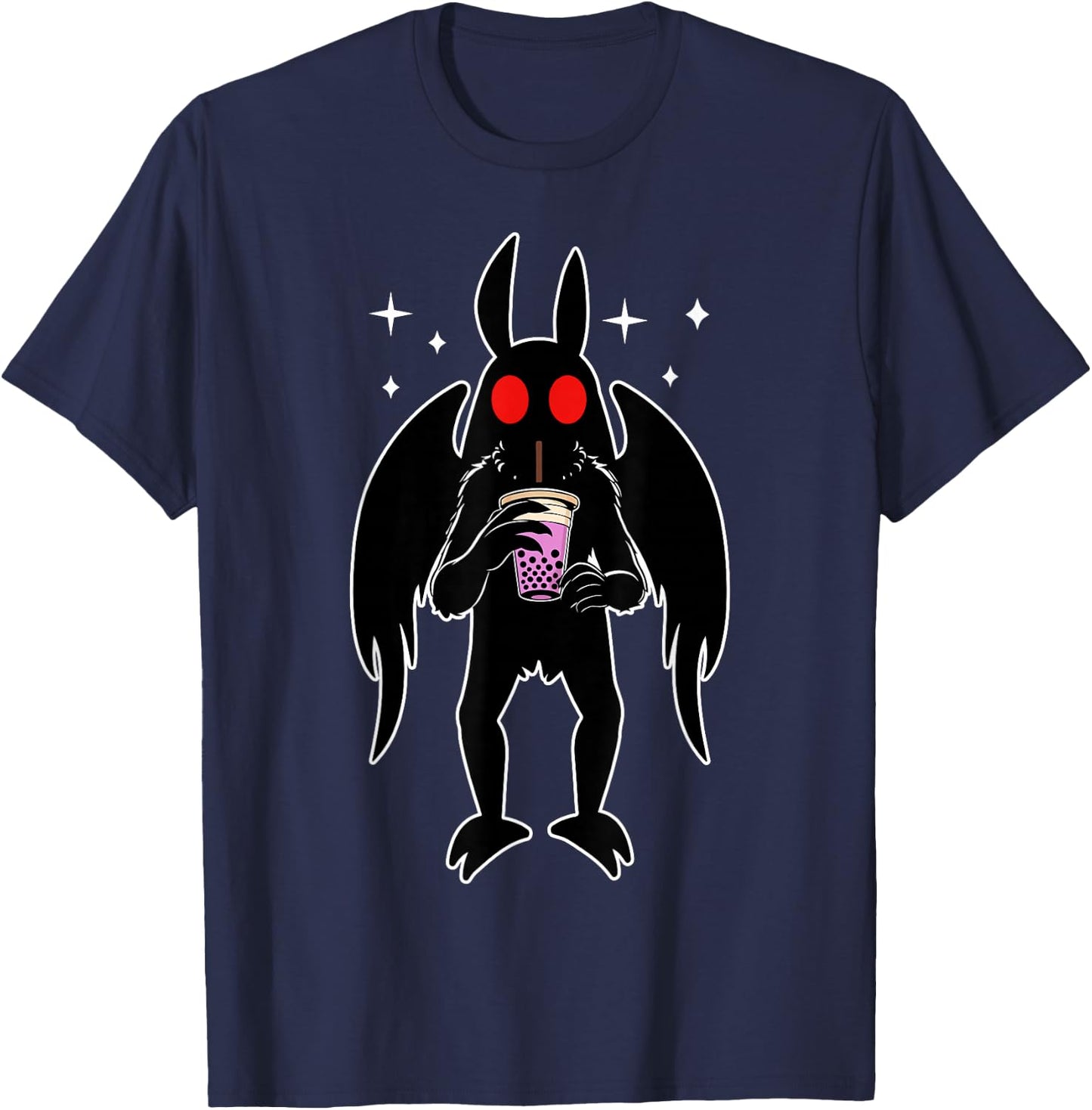 Funny Mothman Bubble Tea Kawaii Boba Tea T-Shirt - T-Shirt | Navy