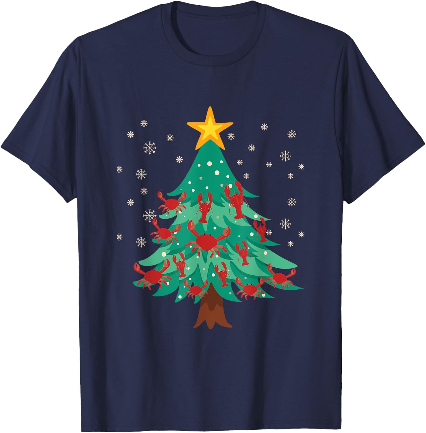 Cajun Louisiana Christmas Lobster Crawfish Merry Crabmas T-Shirt - T-Shirt | Navy
