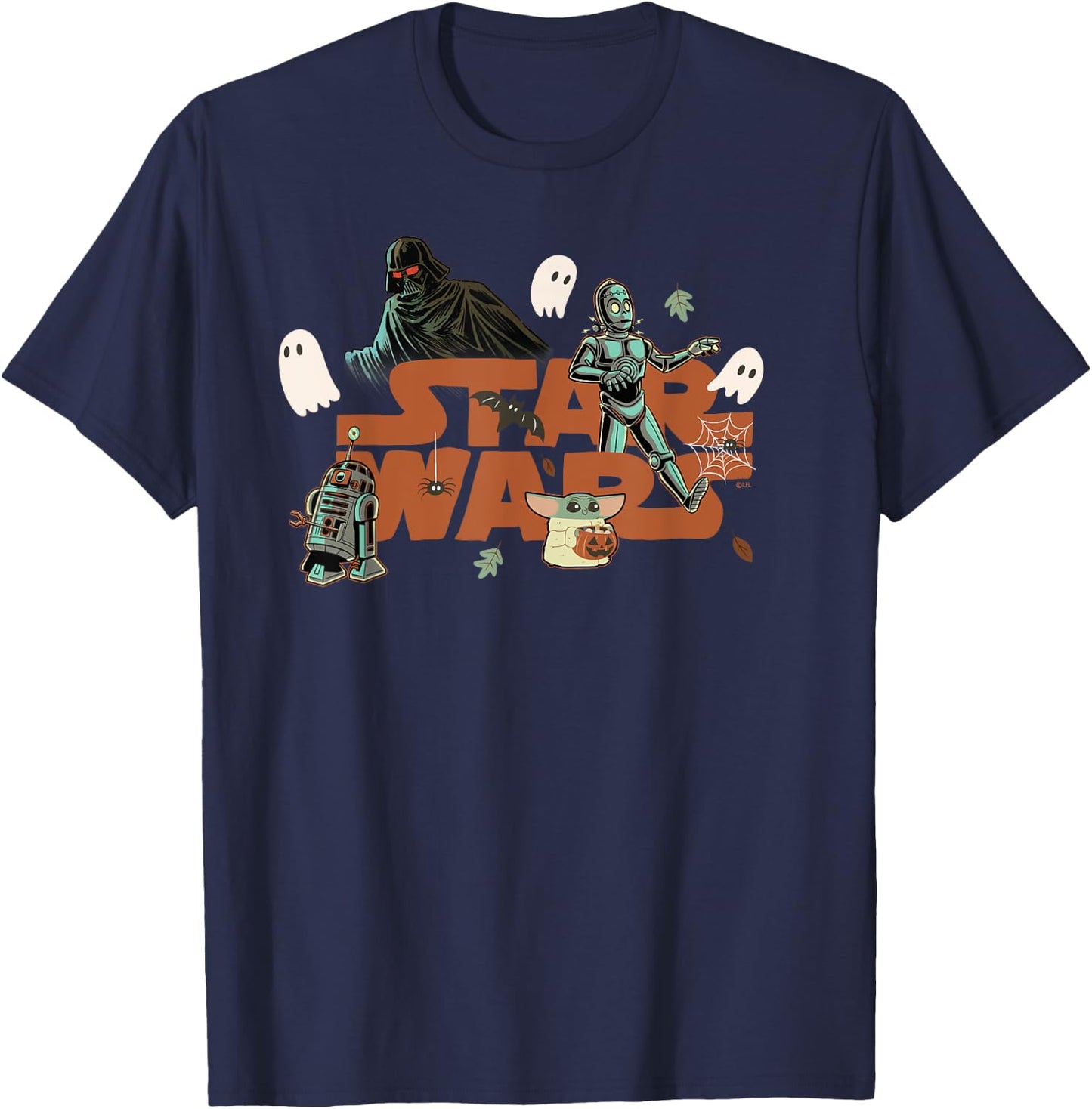 Star Wars Logo Grogu Darth Vader R2-D2 C-3PO Fall Halloween T-Shirt - T-Shirt | Navy