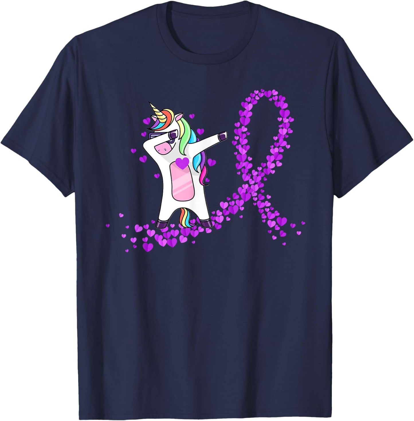 Funny Unicorn Purple Lupus Awareness Lupus Warrior T-Shirt - T-Shirt | Navy