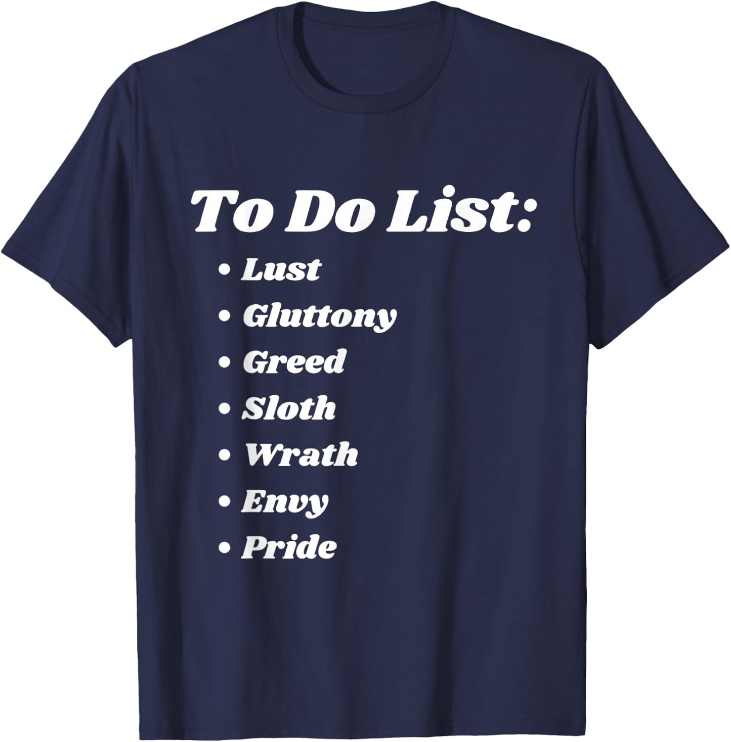 To Do List Seven Deadly Sins T-Shirt - T-Shirt | Navy