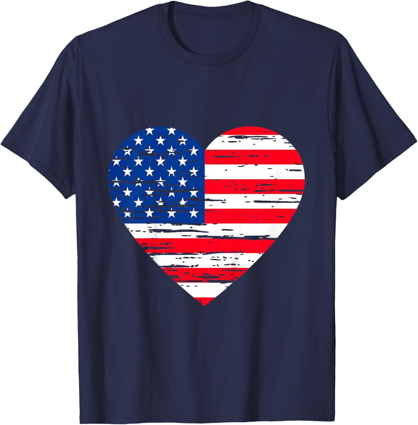 Girls July 4th American Flag Heart Distressed Toddler Baby T-Shirt - T-Shirt | Navy