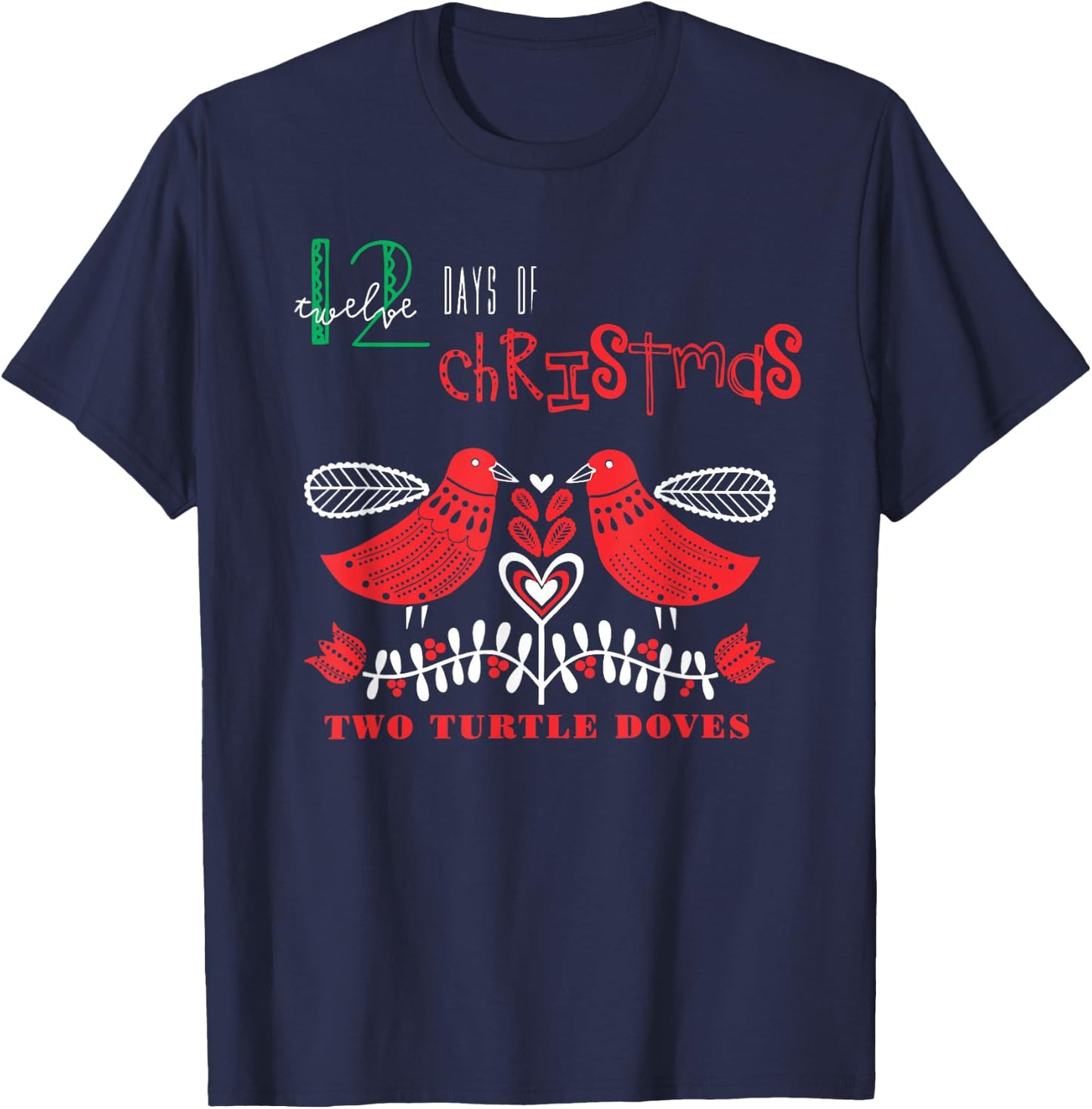 Two Turtle Doves Popular Holidays Gift T-Shirt - T-Shirt | Navy